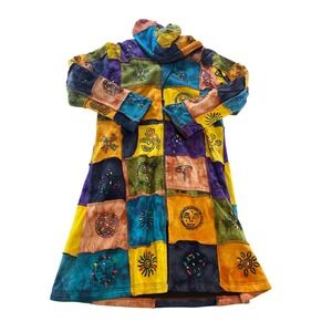 Rising International XL Patchwork Hoodie Jacket‎ Long Sleeve Festival Boho